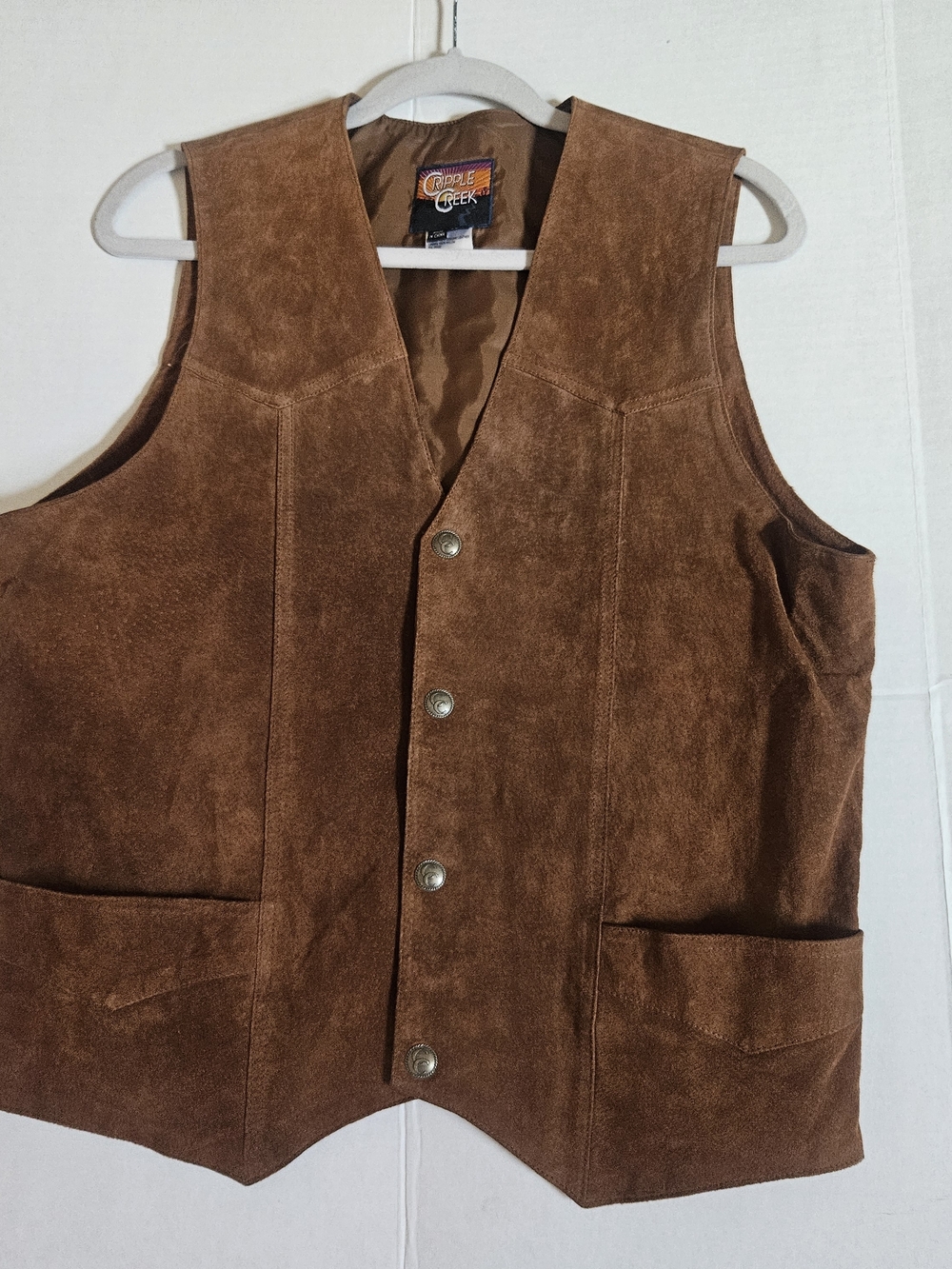 Cripple Creek Brown Suede Men's Western Button Vest